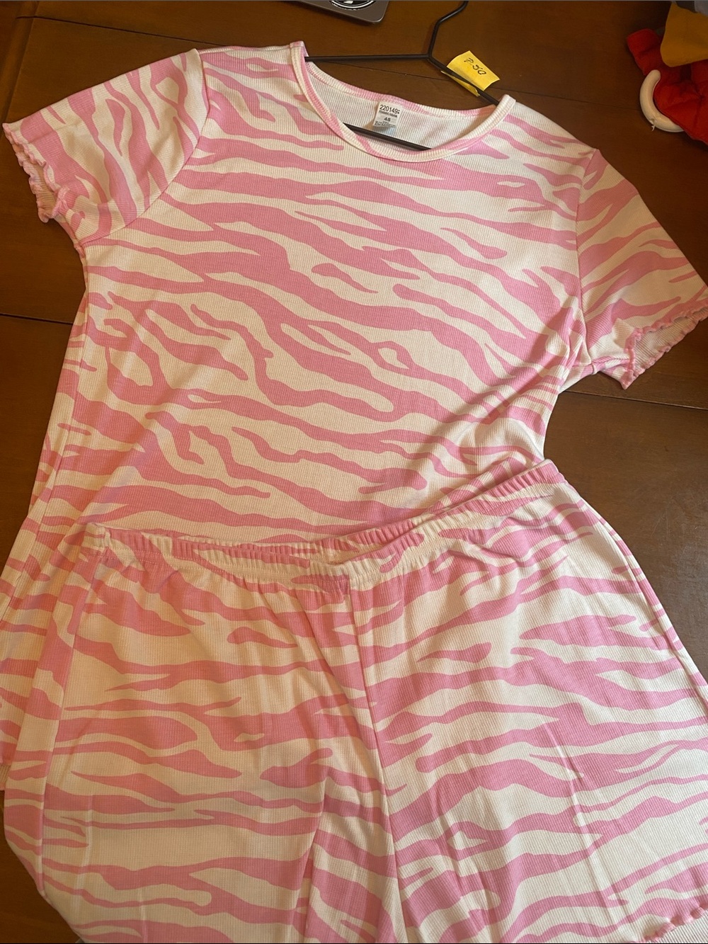 Women's Pink Zebra-Print Short Sleeve Pajama set